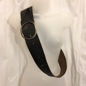 Black Belt w/ Silver Color Studs Large Buckle